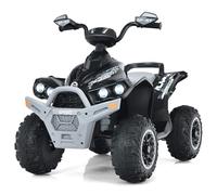 RELAX4LIFE Quad Eléctrico para Niños de 3-8 Años 12V con Velocidad Ajustable 2,2-4,3km/h, Faro LED, Bocina, Música, Pedal, Avance y Retroceso, Coche Eléctrico para Niños, Carga 35kg (Negro)