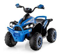 RELAX4LIFE Quad Eléctrico para Niños de 3-8 Años 12V con Velocidad Ajustable 2,2-4,3km/h, Faro LED, Bocina, Música, Pedal, Avance y Retroceso, Coche Eléctrico para Niños, Carga 35kg (Azul)
