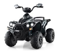 RELAX4LIFE Quad Eléctrico para Niños de 3-8 Años 12V con Velocidad Ajustable 2,2-4,3km/h, Faro LED, Bocina, Música, Pedal, Avance y Retroceso, Coche Eléctrico para Niños, Carga 35kg (Negro)