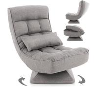 RELAX4LIFE Silla de suelo plegable ajustable en 5 posiciones, sillón de suelo de 360° y marco de hierro resistente, silla de meditación para leer, repostar (gris | Estilo 2)