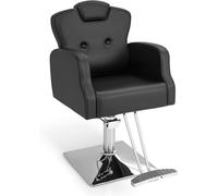 RELAX4LIFE Silla Peluquería Giratoria 360°con Reposacabezas Ajustable y Reposapiés, Sillón Barbero con Altura Regulable y Bomba Hidráulica para Salón de SPA y Belleza, Barbería, Carga 150 kg (Negro)