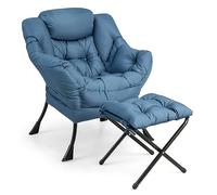 RELAX4LIFE Sillón de relax con taburete, sillón con reposapiés, reposacabezas y reposabrazos, sillón de televisión con bolsillo lateral, soporta hasta 150 kg, sillón para salón, dormitorio, oficina