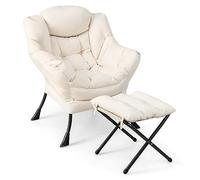 RELAX4LIFE Sillón de relax con taburete, sillón con reposapiés, reposacabezas y reposabrazos, sillón de televisión con bolsillo lateral, soporta hasta 150 kg, sillón para salón, dormitorio, oficina