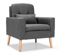 RELAX4LIFE - Sillón de salón cómodo, 77 x 73 x 85 cm, sillón de salón moderno acolchado con cojín lumbar, apoyabrazos, patas de madera|Respaldo ergonómico para dormitorio, oficina y salón