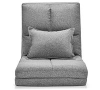 RELAX4LIFE Sillón de Suelo Plegable con Respaldos Ajustables en 5 Posiciones 90°-180°, Sofá de Piso con Función Tumbona y 1 Cojín Adicional para Leer, Dormir, Ver Televisión (Gris)