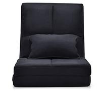 RELAX4LIFE Sillón de Suelo Plegable con Respaldos Ajustables en 5 Posiciones 90°-180°, Sofá de Piso con Función Tumbona y 1 Cojín Adicional para Leer, Dormir, Ver Televisión (Negro)