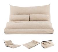 RELAX4LIFE sofá plegable 3 en 1, con respaldo ajustable de 42 niveles, función de cama, 2 cojines, para salón y dormitorio (beige)cama