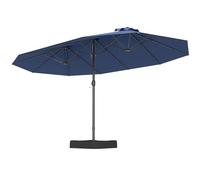 RELAX4LIFE Sombrilla Doble de 470 x 285 cm, Sombrilla Terraza Exterior con Manivela, Base, 2 Sacos de Arena y 12 Varillas, Parasol Impermeable con Protección UV para Jardín, Patio y Playa (Azul)