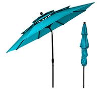 RELAX4LIFE Sombrilla Terraza Exterior Φ3M de 3 Capas, Sombrilla de Jardín con 8 Varillas de Aluminio, Sombrilla Inclinable de Doble Ventilación para Piscina, Jardín, Playa y Patio, Sin Base, Turquesa