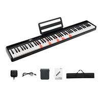 RELAX4LIFE Teclado electrónico iluminado de 88 teclas, piano digital portátil de tamaño natural con bolsa, lectura, pedal de soporte, cargador, USB/MIDI / MP3, modo didáctico