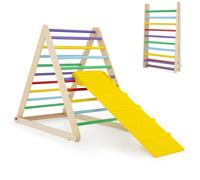 RELAX4LIFE Triángulo de Escalada con Tobogán para Niños, Escalera de Escalada de Madera Plegable, Triángulo Estable, Parque de Atracciones para Niños de 1+ Años (Modelo 1 Colorido)
