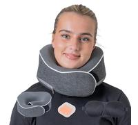 Relaxd Almohada de Viaje para Adultos Almohada Cervical Ajustable de Espuma viscoelástica Soporte Cervical de 360° Funda extraíble Incluye Antifaz