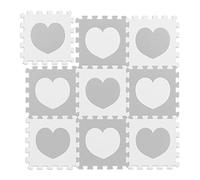 Relaxdays 0 Alfombra Puzle Corazón Niños, 18 Piezas, Colchoneta Bebés, Sin Sustancias Nocivas, 91,5x91,5 cm, Blanco y Gris, Set de 9