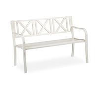Relaxdays 0 Banco Jardín, 2 Plazas, Terraza, Balcón, Acero Robusto, Asiento para Exteriores Estable, 80,5 x 127 x 63 cm, 1 Pieza