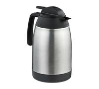 Relaxdays 1,5 l Termo para Café de Acero Inoxidable, Jarra Térmica para Bebidas Calientes, Té, Agua, con Asa, Plateado