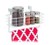 Relaxdays 1 Cesta Colgante con Portarrollos de Cocina, Almacenaje, Cocina y Baño, Alambre, 18x31x17 cm, Blanco