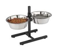 Relaxdays 1 Comedero Elevado Perros, Cuencos, 4,5 L, Acero Inoxidable, Altura Regulable, Antideslizante, 42x61x29cm, Plateado