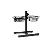 Relaxdays 1 Set Comederos Perros, Cuencos Elevados 2,2 l, Altura Regulable, Acero Inoxidable, Antideslizantes, 42x53x26cm, Plata