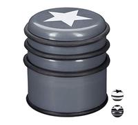 Relaxdays 1 Tope Puerta y Ventana con Diseño de Estrella, Plástico y Goma, 8 cm de Alto, Gris