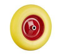 Relaxdays 1 x Rueda Carretilla 4.80 4.00-8, Goma Maciza y Llanta Acero, Repuesto, Recambio, Cargas de hasta 100 kg, Amarillo Rojo
