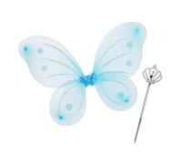 Relaxdays 10 Alas Hada Niña y Varitas en azul blanco,azul claro,plata