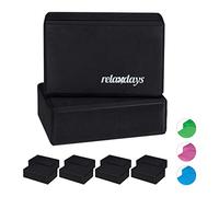 Relaxdays 10 Bloques de Yoga, para Ejercicios de Pilates, Espuma Dura Antideslizante, Ladrillo Fitness, 8 x 23 x 15 cm, Negro