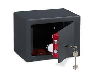 Relaxdays 10 cajas fuertes grises pequeñas y llave antracita