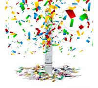 Relaxdays Set de 10 cañones de Confeti, cañón Confeti para Bodas y cumpleaños, Efecto Altura de 6 a 8 Metro, Multicolor metálico