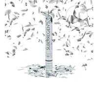 Relaxdays 10 cañones de confeti 40 cm plateado plata