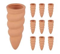 Relaxdays 10 Conos de Riego, Pico Arcilla Plantas Interior, Balcón, Diseño Curvo, para Botellas 1,5 l, Terracota, Cerámica, 11,5 x 4,5 cm
