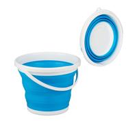 Relaxdays 10 cubos plegables 10 l azul blanco,azul