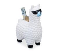 Relaxdays 10 Huchas en forma de alpaca con gafas blanco,azul claro,negro