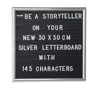 Relaxdays 10 letter boards 30x30 plateadas negro,plata