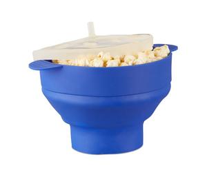 Relaxdays 10 palomiteros silicona para microondas azul,transparente