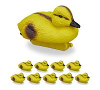 Relaxdays 10 Patos Decoración Estanque, Patitos Flotantes, Adorno Jardín, Plástico, Figuras Decorativas, Amarillo/Negro