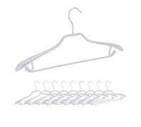 Relaxdays 10 Perchas para Trajes, Varilla Pantalones, Gancho Colgar Falda, Colgador Metal y PVC, 19x45x3,5cm, Gris Claro