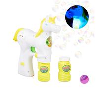 Relaxdays 10 Pistolas pompas led unicornio blanco blanco,amarillo,verde