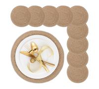 Relaxdays 10 Salvamanteles, para Mesa de Comedor, Jacinto de Agua, Manteles Individuales, Redondos, 37 cm Ø, Natural
