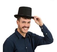 Relaxdays - 10 Sombreros de Copa, poliéster, Fiesta de Carnaval, Sombrero de Magos, tamaño estándar, Anchura de la Cabeza 59 cm, Caballeros, Color Negro