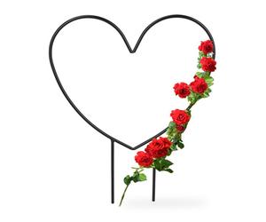 Relaxdays 10 soportes enredaderas forma de corazón negro