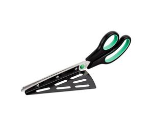 Relaxdays 10 tijeras para pizza con elevador verde,negro,plata