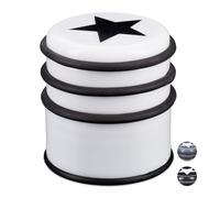 10 Topes Puerta y Ventana con Diseño de Estrella, Plástico y Goma, 8 cm de Alto, Blanco