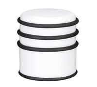 Relaxdays 10 Topes Puerta, Puertas y Ventanas Pesadas, Acero Inoxidable y Goma, Freno Alto, Redondo, 7cm Ø, Blanco