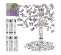 Relaxdays 10 x Cañones Confeti Billetes, 6-8 m de Alcance, para Carnaval o Cumpleaños, Papel-Cartón, 40 cm, Lila-Verde