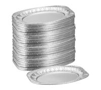 Relaxdays 100 Bandejas Aluminio, 35x24 cm, Platos Ovalados Catering, Aperitivos o Calor Indirecto en Parrilla, Plateado, 2.5 x 35 x 24 cm