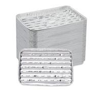 Relaxdays 100 Bandejas Aluminio para Barbacoa, 34 x 22 cm, Recipientes BBQ con Agujeros, para hasta 260º C, Plateado