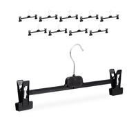 Relaxdays 100 perchas para pantalones de plástico negro,plata