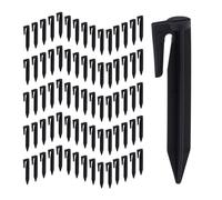 Relaxdays 100 Piquetas para Cables, Ganchos Delimitación de Cableado, Accesorios para Robot Cortacésped, Plástico, Negro