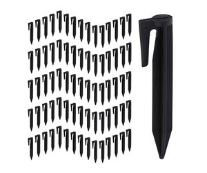 Relaxdays 100 Piquetas para Cables, Ganchos Delimitación de Cableado, Accesorios para Robot Cortacésped, Plástico, Negro