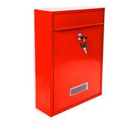 Relaxdays 10017415_47 Exterior, Casillero Metal, Buzón para Correspondencia, Sobres de Cartas, 5 cm, Rojo, 26,5x35x8,5cm